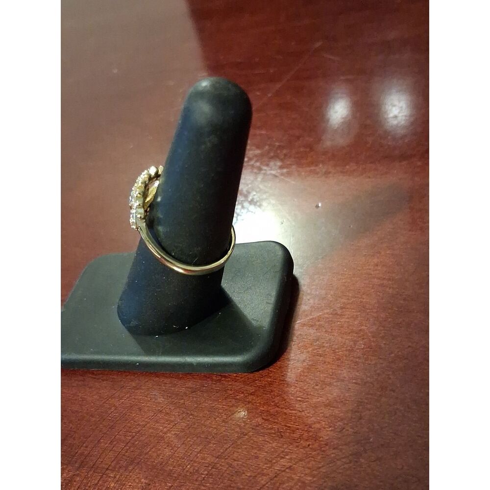 Gold Plated Evil Eye Ring Blue Glass And Cubic Zirconia New - Picture 3 of 3